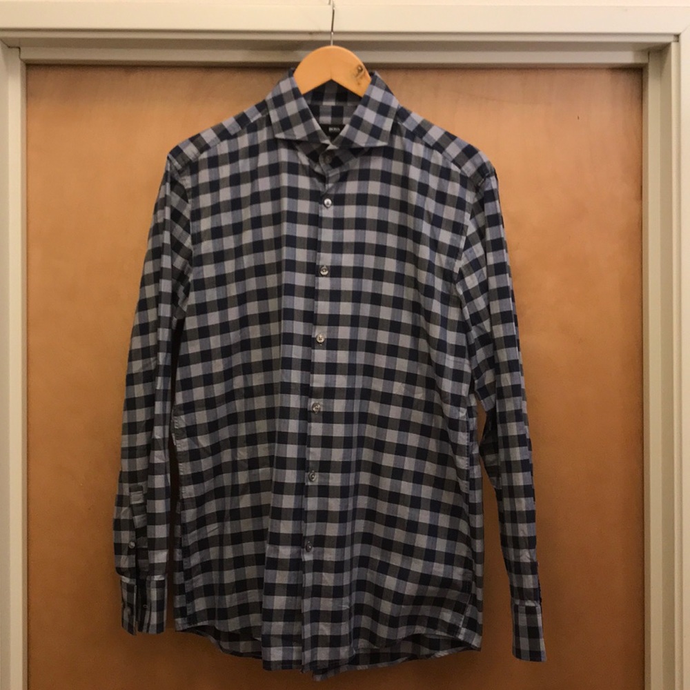 Boss Black Slim Fit Blue Shirt